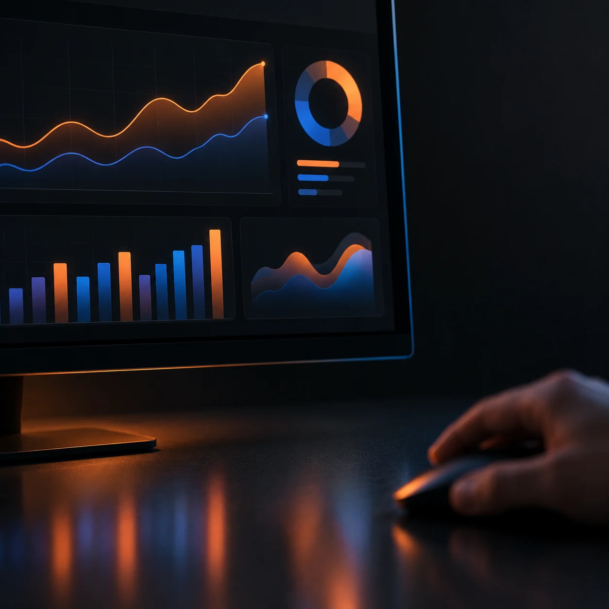 Close-up of a screen showing advertising performance charts and cost per result figures